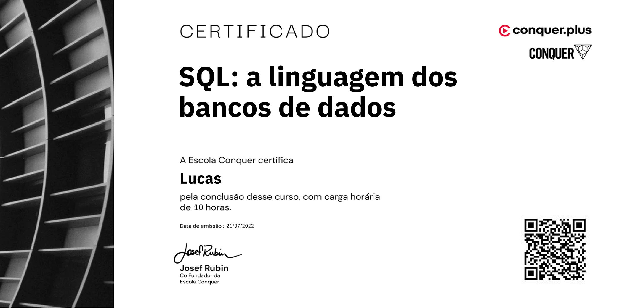 Certificado de SQL: a linguagem dos bancos de dados